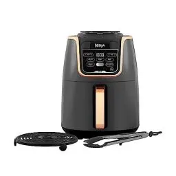 Produktbild: Ninja Air Fryer MAX Heißluftfritteuse, 5,2L Airfryer, mit Zange, Familiengröße, Antihaftbeschichtung, spülmaschinenfester Korb, 5-in-1, Amazon Exklusiv, Kupfer/Schwarz, AF150EUCP