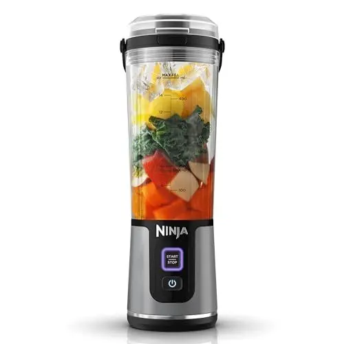 Produktbild: Ninja Blast Tragbarer Mixer / Blender / Smoothie Maker, 530ml Becher, Auslaufsicherer Deckel, Leistungsstarker Mini Standmixer, Kabellos & Wiederaufladbar, Zerkleinert Eis & Obst, Schwarz, BC151EUBK
