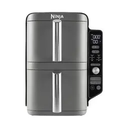 Produktbild: Ninja Double Stack XL Air Fryer Heißluftfritteuse, 9,5L Airfryer, Doppelkorb-Heißluftfritteuse mit 4 Kochstufen, 2 Körben, 2 Rosten, platzsparendes Design, 6 Kochfunktionen, 8 Portionen, Grau SL400EU