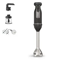 Produktbild: Ninja Foodi 3-in-1 Stabmixer, Handmixer & Zerkleinerer, Stufenweise Anlauf, 2 Misch- und 5 Rührgeschwindigkeiten zum Zerkleinern, Mischen, Kneten und mehr, spülmaschinenfest, 850W, Schwarz CI100EU
