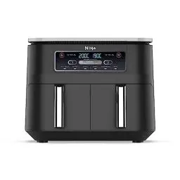 Produktbild: Ninja Foodi Dual Zone Digitale Heißluftfritteuse, 7,6L Airfryer, 2 Fächer, Antihaftbeschichtung, spülmaschinenfeste Körbe, 6-in-1, 4-6 Portionen, Schwarz AF300EU