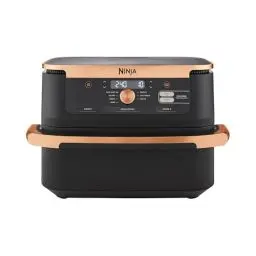 Produktbild: Ninja Foodi FlexDrawer Dual Zone Heißluftfritteuse, Airfryer mit 10,4-Fach und herausnehmbarem Trenner, Antihaftbeschichtung, spülmaschinenfester Korb, 7-in-1, Schwarz & Kupfer, AF500EUCP