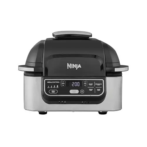 Produktbild: Ninja Foodi Grill & Airfryer, 5,7L Heißluftfritteuse, Air Fryer, spülmaschinenfeste Teile, 5-in-1, Schwarz/Silber AG301EU
