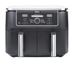 Produktbild: Ninja Foodi MAX Dual Zone Digitale Heißluftfritteuse, 9,5L Airfryer, 2 Fächer, Antihaftbeschichtung, spülmaschinenfeste Körbe, 6-in-1, 8 Portionen, Schwarz AF400EU