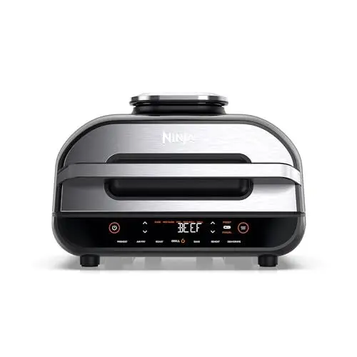 Produktbild: Ninja Foodi MAX Grill & Airfryer, 5,7L Heißluftfritteuse, Air Fryer mit digitalem Temperaturfühler, spülmaschinenfeste Teile, 6-in-1, Grau/Silber AG551EU