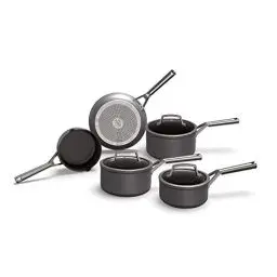Produktbild: Ninja Foodi ZEROSTICK 5-teiliges Pfannenset mit Glasdeckeln, antihaftbeschichtet, hart eloxiertes Aluminium, induktionsgeeignet, backofen- und spülmaschinenfest, Edelstahlgriff, Grau, C35000EU