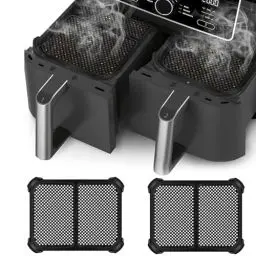 Produktbild: Ninja Heißluftfritteuse Zubehör, 2 Stück Spritzschutz für Ninja Foodi Max AF400EU & AF451EU & DZ401 Heißluftfritteuse, Air Fryer Accessories, Effektiver Wiederverwendbar Silikon Spritzschutz Zubehör