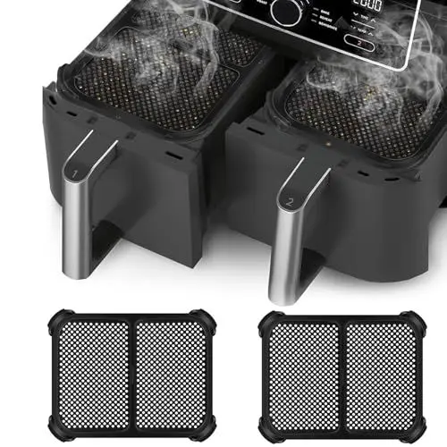 Produktbild: Ninja Heißluftfritteuse Zubehör, 2 Stück Spritzschutz für Ninja Foodi Max AF400EU & AF451EU & DZ401 Heißluftfritteuse, Air Fryer Accessories, Effektiver Wiederverwendbar Silikon Spritzschutz Zubehör