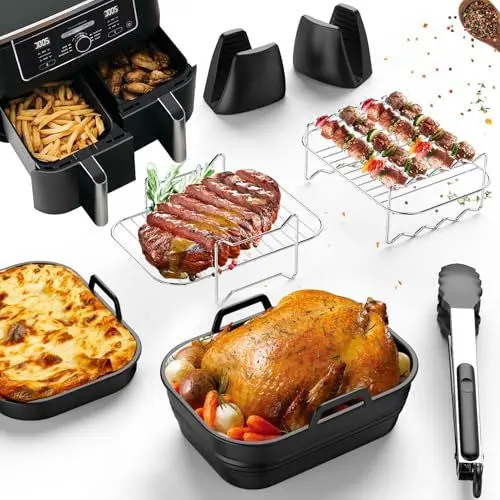 Produktbild: Ninja Heißluftfritteuse Zubehör, 7-teiliges Set Airfryer Zubehör für Ninja Foodi Max AF400EU AF300EU und anderen Dual Zone/Double Stack Air Fryer, BPA-frei Ninja Airfryer Zubehör,Air Fryer Accessories