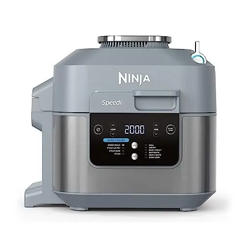 Produktbild: Ninja Speedi Multikocher, 5,7L, 10-in-1 Multicooker, Airfryer Heißluftfritteuse, Slow Cooker Langsamkochen, Geschenk für Männer/Frauen, Meersalzgrau ON400EU