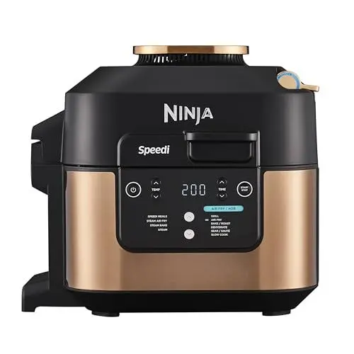 Produktbild: Ninja Speedi Multikocher, 5,7L, 10-in-1 Multicooker, Airfryer Heißluftfritteuse, Slow Cooker Langsamkochen, Grillen, Backen, Schwarz & Kupfer ON400EUCP