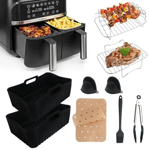 Produktbild: Ninja heißluftfritteuse zubehör,airfryer zubehör,12 Stück heißluftfritteuse zubehör,zubehör heißluftfritteuse passt für COSORI Philips Innsky KLAMER Princess Ninjia Tefal.