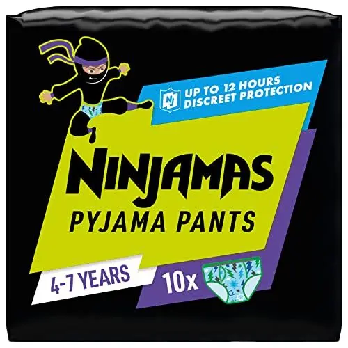 Produktbild: Ninjamas Pyjama Pants Raumschiff, 10 absorbierende Nachthöschen, 7 Jahre, 17kg-30kg, Auslaufschutz für die ganze Nacht