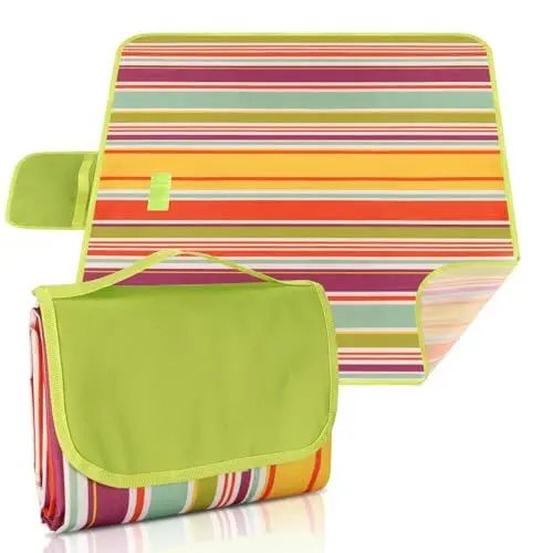 Produktbild: Ninonly Picknickdecke 200x200 Picknickdecke Wasserdicht Extra Große Tragbare Outdoor Strandunterlage Picknickdecke Isoliert für BBQ, Picknick, Wandern, Strand, Reisen Campingdecke Orange