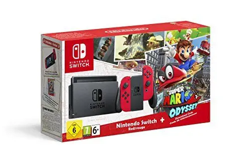 Produktbild: Nintendo Switch Konsole Rot + Mario Odyssey
