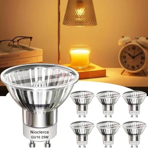 Produktbild: Nioclerce GU10+C 230V 25W Bulb - MR16 GU10 Bulb Warm White 2800k with GU10 Base, GU10 Dimmable Bulb 220LM, Long Lasting GU10 Halogen Light Bulb for NP5 GU10 230V 25W Bulb Candle Warmer
