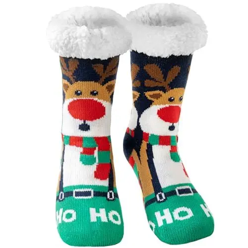 Produktbild: Niofind Kuschelsocken für Herren Damen, Warme Stoppersocken Rutschfest Wintersocken Hüttensocken, Flauschig Weihnachtssocken, Winter Thermosocken Haussocken mit ABS Stopper Weihnachten