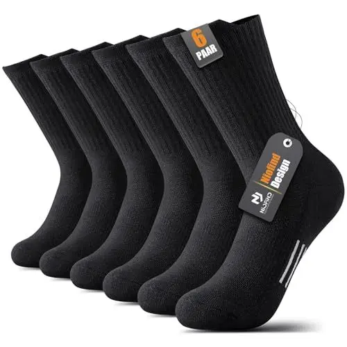 Produktbild: Niofind Wandersocken Damen 39-42 35-38，6 Paar Atmungsaktive Baumwoll Sportsocken,Anti-Blasen Gepolsterte Laufsocken，Mehrfarbig Outdoor Wandern Reisen Bergsteigen Trekkingsocken