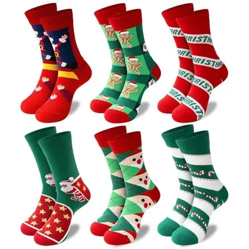 Produktbild: Niofind Weihnachtssocken Damen Herren 6 Paar, Lustige weihnachten socken 37-46, Unisex Weihnachtsmotiv Socken, Bunte Gemusterte Weihnachtsmann Neuheit Socken Weihnachten Geschenke