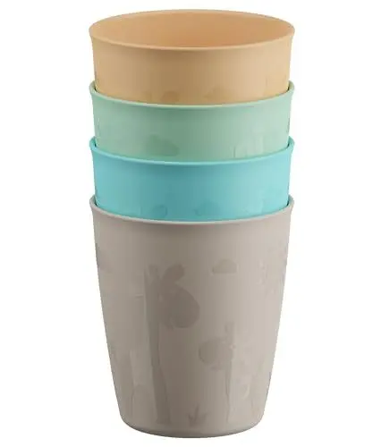 Produktbild: nip Kindertrinkbecher für Kleinkinder und Babys, mit niedlichem Motiv, BPA-frei, Made in Germany, 4er Set, ab 12 Monaten, blau/grün/orange/grau