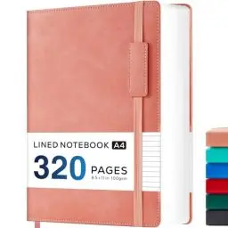 Produktbild: NIRMIRO Notizbuch A4, Extra großes Tagebuch für Erwachsene, 320 Seiten Bullet Journal Buch mit 100 g/m² Tintenfestes Dickem Papier, Innentasche, 21,5cm x 28cm, Rosa Notizblock