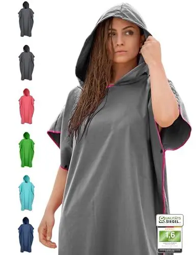 Produktbild: NirvanaShape Handtuch-Poncho für Erwachsene, Umziehhilfe & Handtuch zugleich, Surf-Poncho mit Quick-Dry Funktion, Ideal auf Reisen zum Surfen, Camping, Sauna, Schnorcheln, Strand