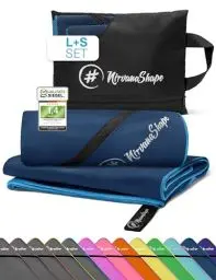 Produktbild: NirvanaShape Mikrofaser Handtuch, Microfaser Handtücher leicht, kompakt als Badetuch, Reisehandtuch, Strandtuch, Sporthandtuch, 2er Set L+S 140 x 70 + 60 x 40 cm