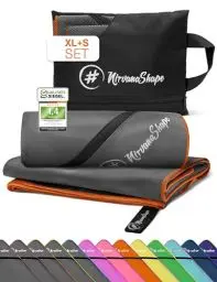 Produktbild: NirvanaShape Mikrofaser Handtuch, Microfaser Handtücher leicht, kompakt als Badetuch, Reisehandtuch, Strandtuch, Sporthandtuch, 2er Set XL+S 200 x 100 + 60 x 40 cm
