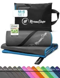 Produktbild: NirvanaShape Mikrofaser Handtuch, Microfaser Handtücher leicht, kompakt als Reisehandtuch, Strandtuch, Sporthandtuch, 2er Set M+S 120 x 60 + 60 x 40 cm