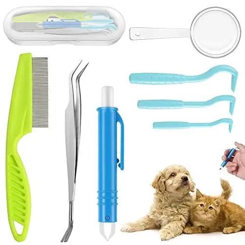 Produktbild: Niserelesa Zeckenzange Für Hunde&Katze,7pcs Zeckenzange Für Mensch,Hunde Zeckenhaken,Zeckenpinzette Set,3X Zeckenhebel,1x Zeckenzange,2 In 1 Edelstahl Zeckenzange&Zeckenhaken Für Mensch,Hund,Kinder