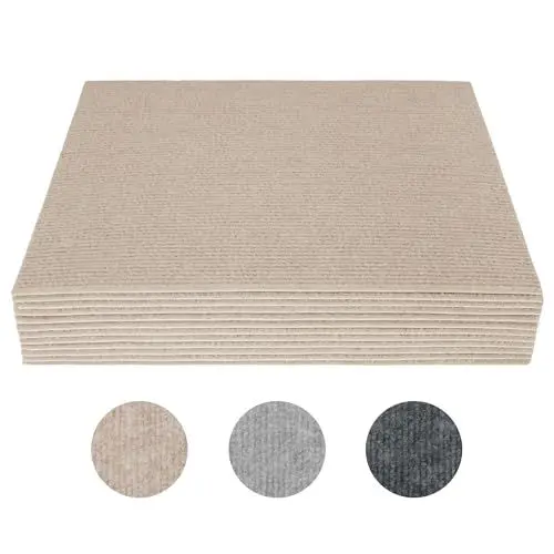 Produktbild: Nisorpa 12 Stück Teppichfliesen 30x30cm Bodenbelag Selbstklebend Gewerbe Teppichboden mit Rutschhemmendem Latex Rücken Strapazierfähiger Teppich Bodenbelag für Büro, Hellbraun, (KM0072)