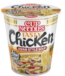 Produktbild: Nissin Cup Noodles – Tasty Chicken, 8er Pack, Soup Style Instant-Nudeln japanischer Art, mit Hühnerfleisch-Geschmack & Gemüse, schnell im Becher zubereitet, asiatisches Essen (8 x 63 g)