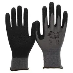 Produktbild: Nitras Nylotex 3520 Nylon Latex Arbeitshandschuhe 12 Paar, grau / schwarz, 7