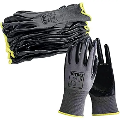 Produktbild: NITREX 250 Arbeitshandschuhe, abriebfeste Schutzhandschuhe mit Nitril-Handflächenbeschichtung, Polyesterfutter, Schutz vor mechanischen und industriellen Gefährdungen – 10 Paar je Beutel – Größe 6