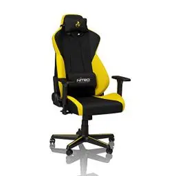 Produktbild: NITRO CONCEPTS S300 Gamingstuhl - Ergonomischer Bürostuhl Schreibtischstuhl Chefsessel Bürostuhl Pc Stuhl Gaming Sessel Stoffbezug Belastbarkeit 135 Kilogramm - Astral Yellow (Gelb)