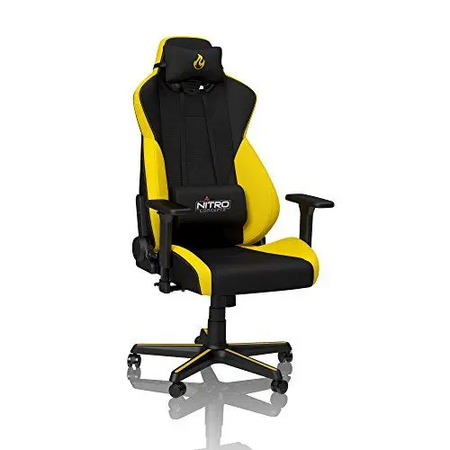 Produktbild: NITRO CONCEPTS S300 Gamingstuhl - Ergonomischer Bürostuhl Schreibtischstuhl Chefsessel Bürostuhl Pc Stuhl Gaming Sessel Stoffbezug Belastbarkeit 135 Kilogramm - Astral Yellow (Gelb)