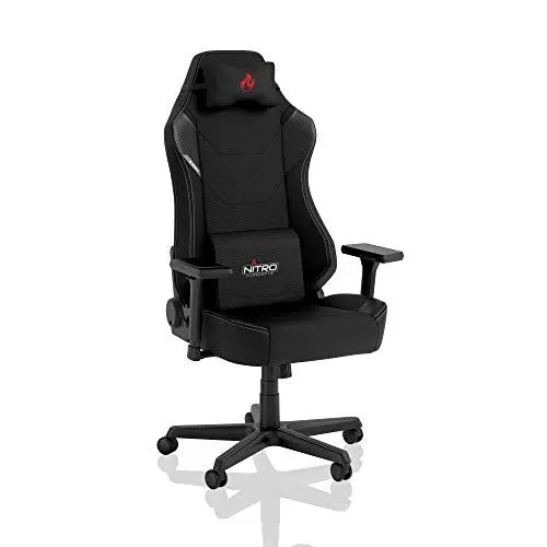 Produktbild: NITRO CONCEPTS X1000 Gaming Stuhl Bürostuhl Ergonomisch Schreibtischstuhl Drehstuhl mit Rollen Gaming Sessel Gaming Chair Pc Stoffbezug Belastbarkeit 135 Kilogramm - Schwarz