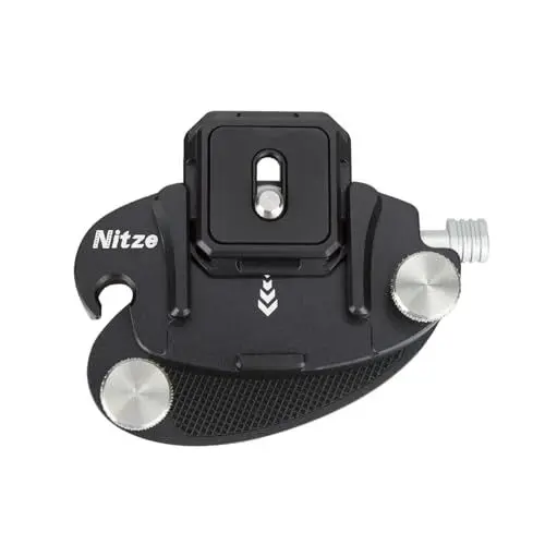 Produktbild: Nitze Kamera Clip, Aluminum Camera Clips, Kamera Rucksack Clip mit 4-seitig Montierbarer Arca Quick Release Platte für DSLR/Mirroless-Kamera, Action-Kameras - N58A