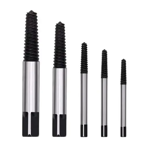 Produktbild: Niudai Schraubenausdreher Set, 5-teilig HSS 4241, M3-M18 Linksausdreher für Beschädigte Schrauben, mit Aufbewahrungsbox, Spiral Screw Extractor, Silber