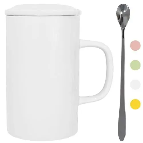 Produktbild: NIUKOMY Riesen Kaffeetasse 900ML, Jumbo Becher Porzellan, Extragroße Keramik Kaffeebecher Weiße, Große Teetasse mit Deckel und Löffel, Super Gross Tasse, XXL Big Mug 30OZ