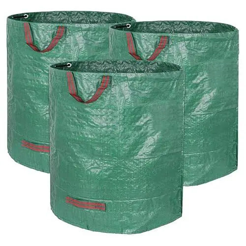 Produktbild: NIUQIGE Gartenabfallsack 3x 272L Set - Gartensäcke mit Trageschlaufen, Selbststehend, 4 Griffe, Stabil, Robust & Faltbar - Ideal für Rasenschnitt, Gartenabfälle, Grünschnitt und Laubabfall