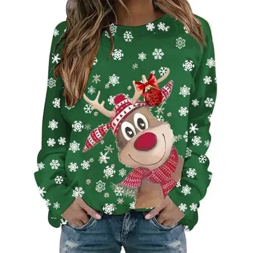 Produktbild: ugly christmas sweater,bluse weihnachten damen pullover damen weihnachtspullover damen hässlich wham last christmas shirt schneemann weihnachtskleid damen elegant kostüm damen hoodie weihnachten dam 3
