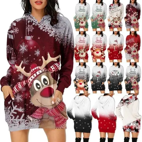 Produktbild: NIUREDLTD Weihnachtspullover Damen,Geschenk Frauen Weihnachten kuschel Overall Damen Baby Geschenk personalisiert Partner Stitch Geschenke Weihnachts Leggings Damen weihnachtsoutfit Familie 6