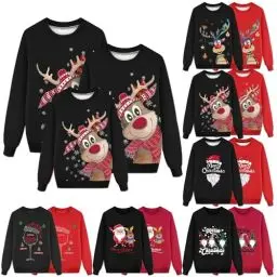 Produktbild: Weihnachtspullover Familie Set,Weihnachtspullover pärchen Mama wichtel Geschenke Frauen Weihnachts Longshirt Damen Ugly Sweater Christmas Weihnachtspullover Marvel