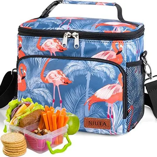 Produktbild: NIUTA kühltasche faltbar Kühlkorb Kühlbox Isoliertasche Thermotasche Picknicktasche für Lebensmitteltransport, Verstellbarer Schultergurt(Tulpe) Lunchbag-tulip-1 Grau