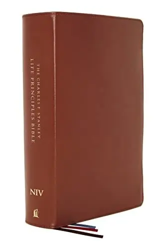 Produktbild: NIV, Charles F. Stanley Life Principles Bible, 2nd Edition, Genuine Leather, Brown, Comfort Print: Growing in Knowledge and Understanding of God Through His Word