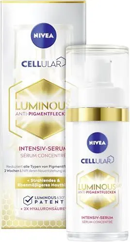 Produktbild: NIVEA Cellular LUMINOUS630® Anti-Pigmentflecken Intensiv-Serum (30ml), Gesichtspflege mit Hyaluronsäure für einen ebenmäßigeren und strahlenden Teint, Serum gegen Pigmentflecken