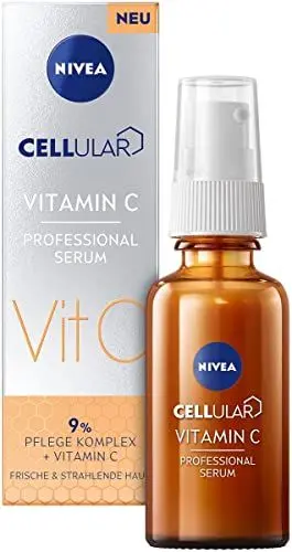 Produktbild: NIVEA Cellular Professional Serum Vitamin C (30 ml), feuchtigkeitsspendendes Vitamin C Serum, Anti Falten Serum für einen ebenmäßigeren und strahlenderen Teint