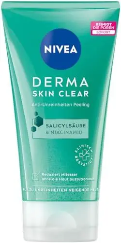 Produktbild: NIVEA Derma Skin Clear Anti-Unreinheiten Peeling (150 ml), hautverfeinerndes Anti Pickel Peeling für Gesicht und Körper, Gesichtspeeling mit Salicylsäure und Niacinamid