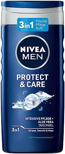 Produktbild: NIVEA MEN Protect & Care Duschgel (250 ml), pH-hautneutrale Pflegedusche, Männer Duschgel mit natürlicher Aloe Vera für Körper, Gesicht und Haar